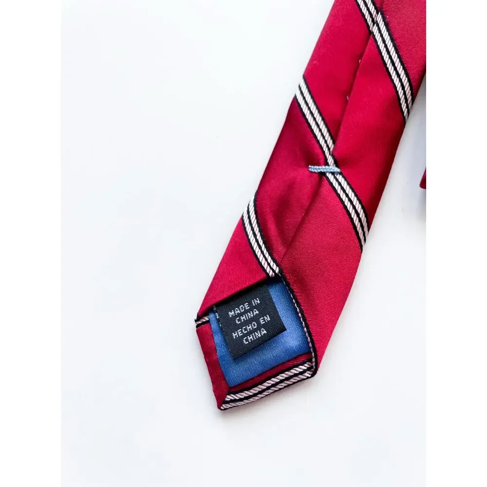 Bugatti Red Diagonal Stripe Silk Necktie